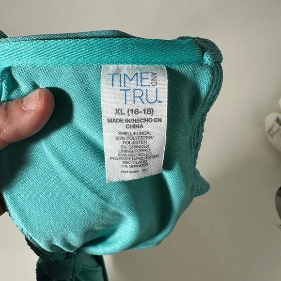 Time & Tru Popcorn Texture Bandeau Swim Top - Picture 3 of 5